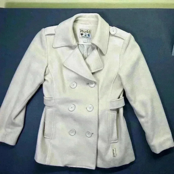Mudd Cream Colored Peat Coat Big Girls size L 14/16 cute Wool Blend Fall Warm - Picture 1 of 6
